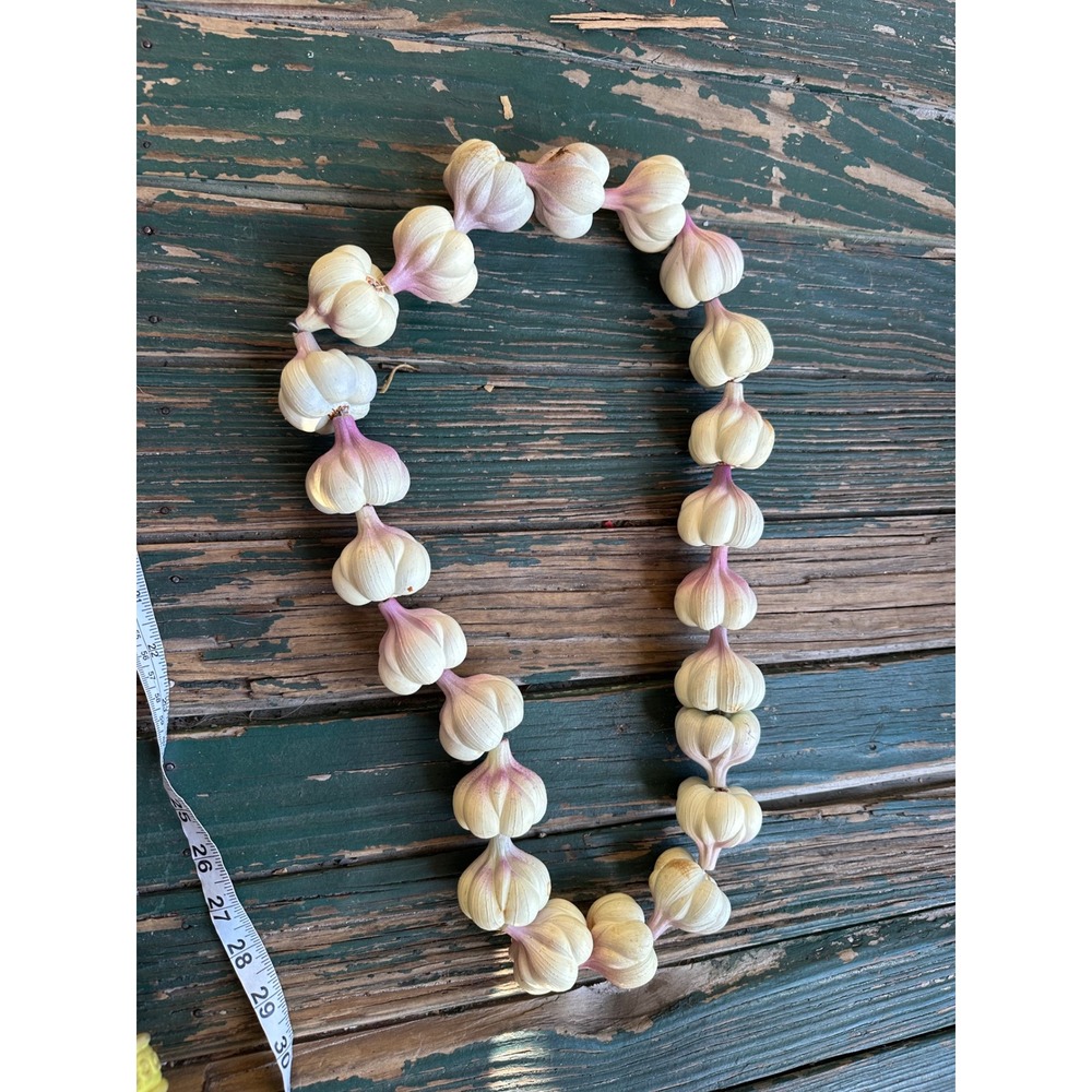 Artificial Garlic Bulb Strand Garland 30" Farmhouse Kitchen Decor White Purple
